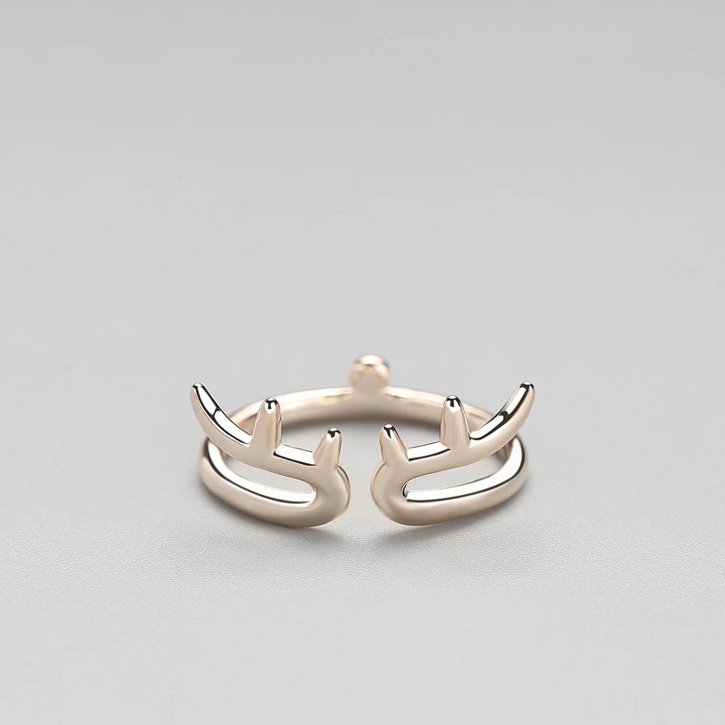 

PONYKISS Trendy 100% 925 Sterling Silver Cute Deer Aniamls Adjustable Opening Ring Women Party Fine Accessories Birthday Gift