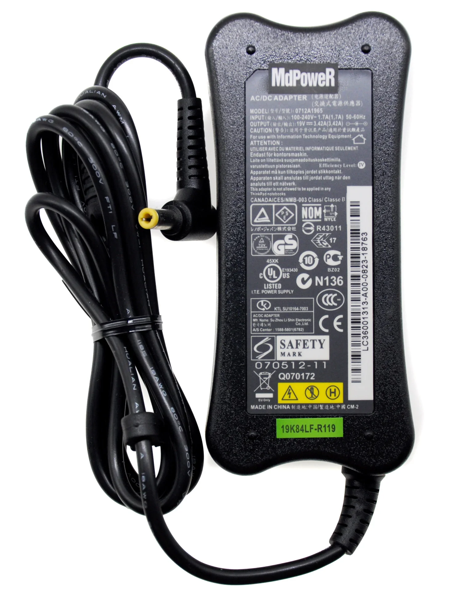 Оригинальное зарядное устройство для ноутбука 19 в 410 а 65 Вт с адаптером