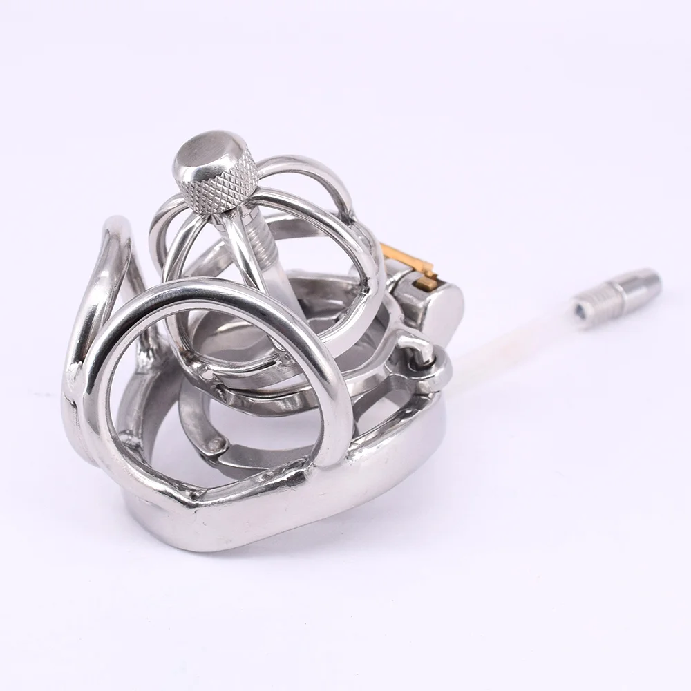 Мужская клетка для петуха из нержавеющей стали с металлическим кольцом