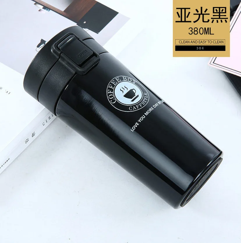 Термокружка 380 мл стеклянная бутылка вакуумная фляжка для кофе чая молока