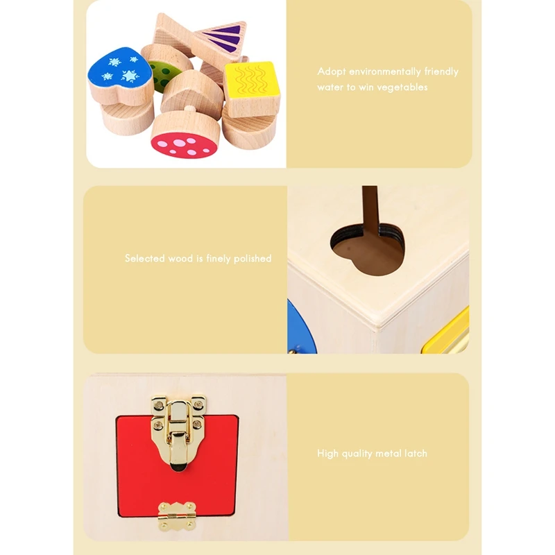 

Kids Wooden Toys Unlock Building Block Lock Box Educational Unlocking Toys for Children Basic Life Skill Toy