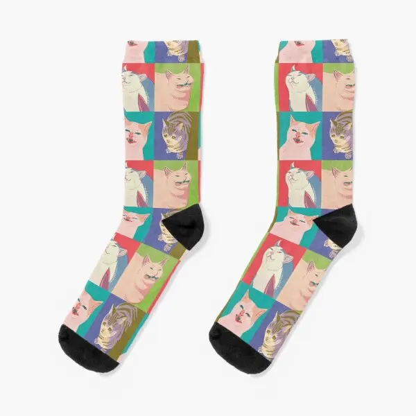 Фото Носки четыре мема с кошками апокалипсиса женские удобные хлопковые носки