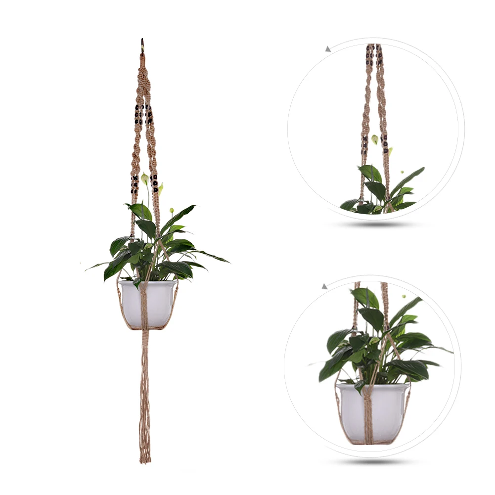 

Hand Knitting Natural Fine Cordage Indoor Balcony Garden Decor Flower Pot Pant Hanging Hemp Rope #W0