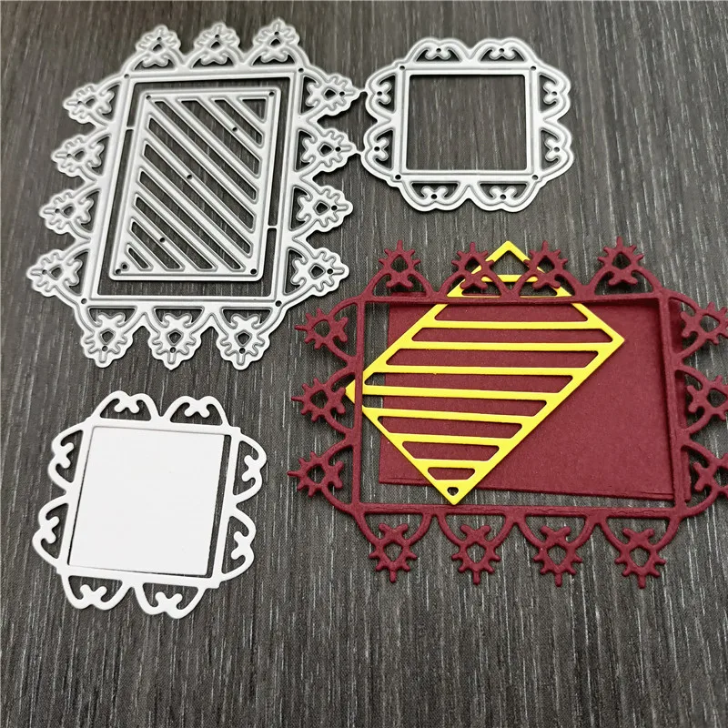 

2021 New 2Pcs/Lot DIY Frame Metal Cutting Dies Stencil Die Cut Scrapbooking Craft Stamps