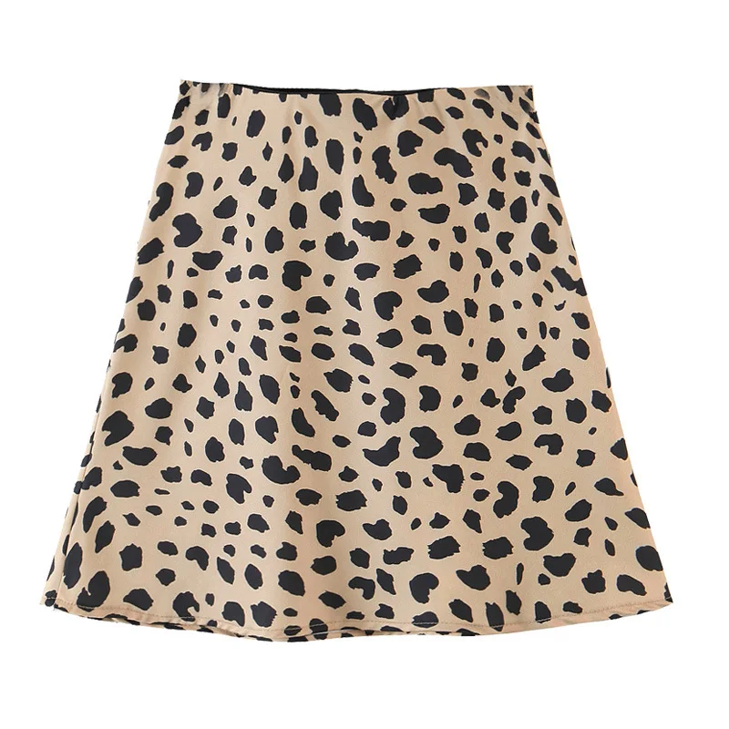 

2021 new bag hip silk leopard print high waist sexy A-line skirt