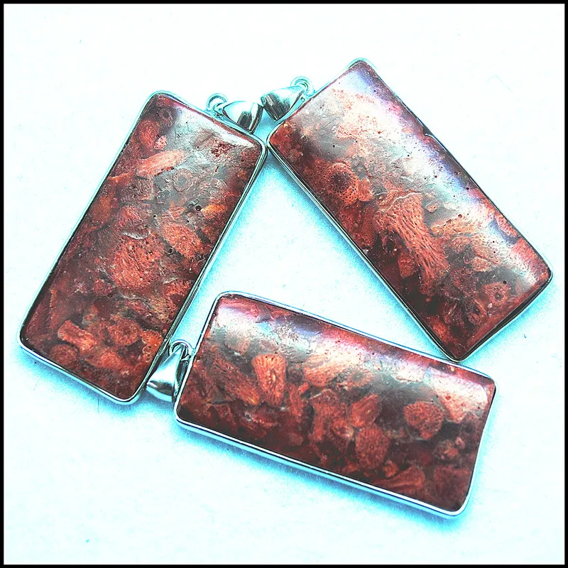 Женская подвеска из красного губчатого коралла, 1 шт., прямоугольная форма, размер 43x21 мм, аксессуары для изготовления ожерелья, Новое поступление, лидер продаж