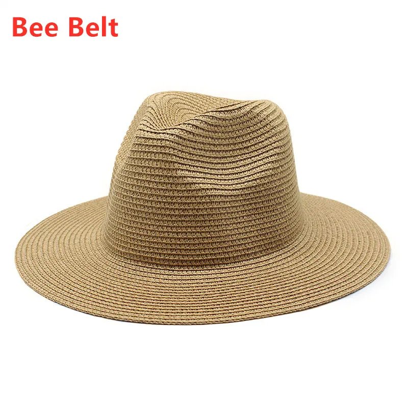 

Colorful summer Bee Chain sunshade beach hat Women Wide Brim Straw Panama Hat Fedora Beach Sun Hat UPF50+ sunscreen holiday
