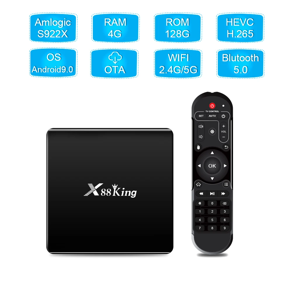 Приставка Смарт-ТВ X88 King mlogic S922X Android 9 0 Wi-Fi Bluetooth 128 4 + 1000 ГБ | Электроника