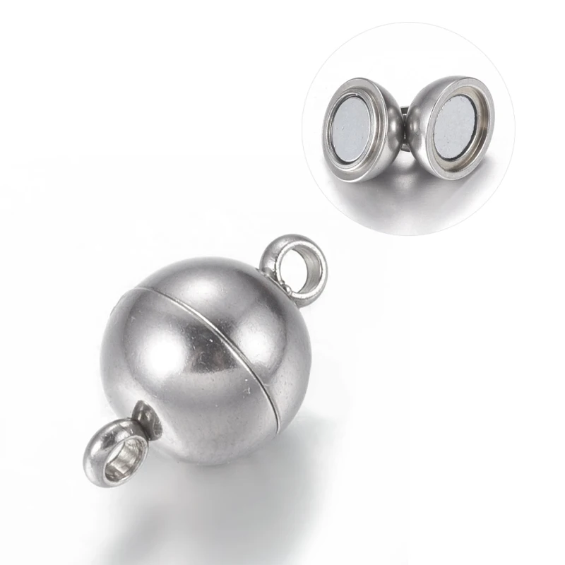 

20sets 8mm 304 Stainless Steel Magnetic Clasps for Leather Cord Bracelet Necklace Jewelry Making 14x8mm Hole: 2mm