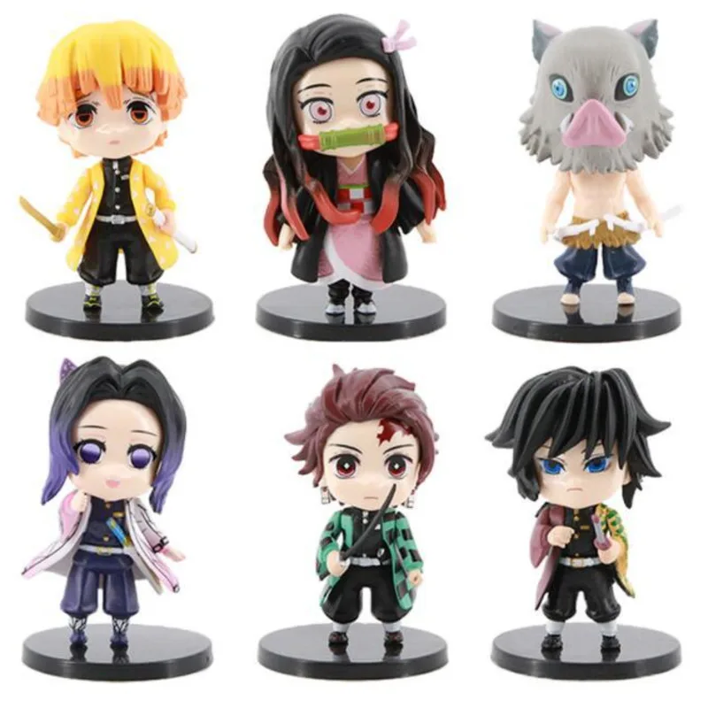 

6Pcs/Set Kimetsu No Yaiba Figure Kochou Kamado Tanjirou Agatsuma Zenitsu Action Demon Slayer Nezuko Figurine Model For Kids