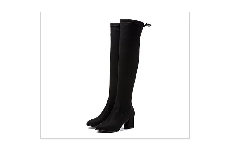 

Boots autumn new thick heel over knee and winter boots high heel elastic boots high middle heel women's boots bobbin boots