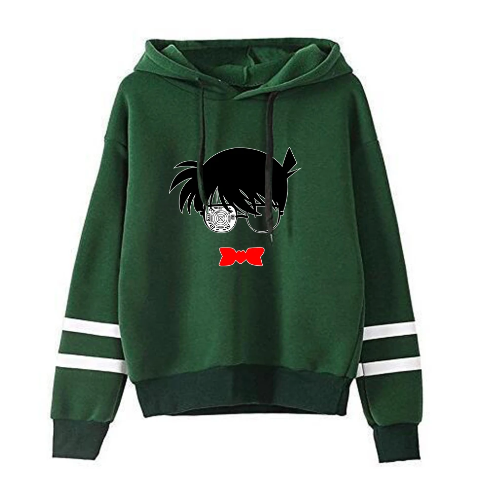 Green Detective Conan Fashion Print Case Closed Hoodies Outwear Sweatshirt Casual Unisex Soft Streetwear Trendy Hot sale Clothes - Цвет: Green