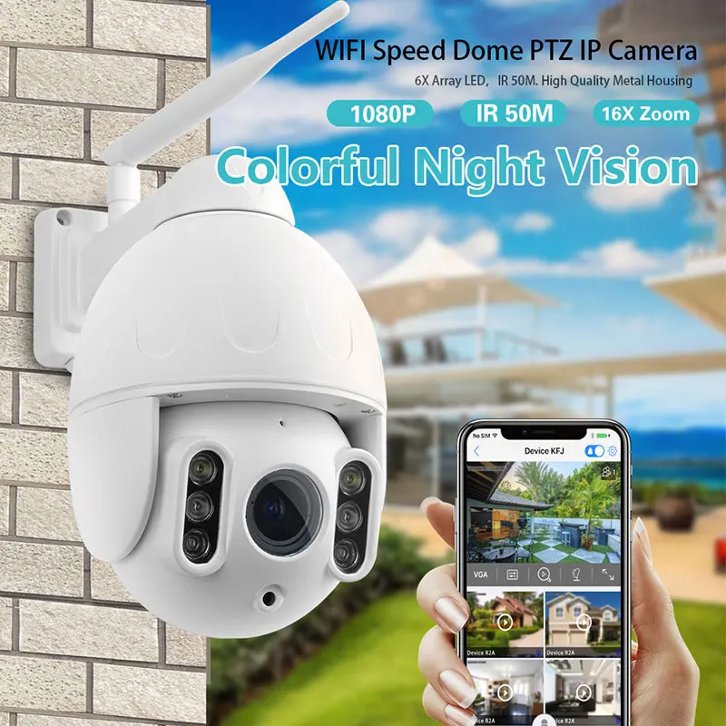 

IP Camera 16X Digital Zoom 15 FPS 1080P FHD PTZ Motion Detection Waterproof IR Night Vision Security Camera Two-Way Speak Audio