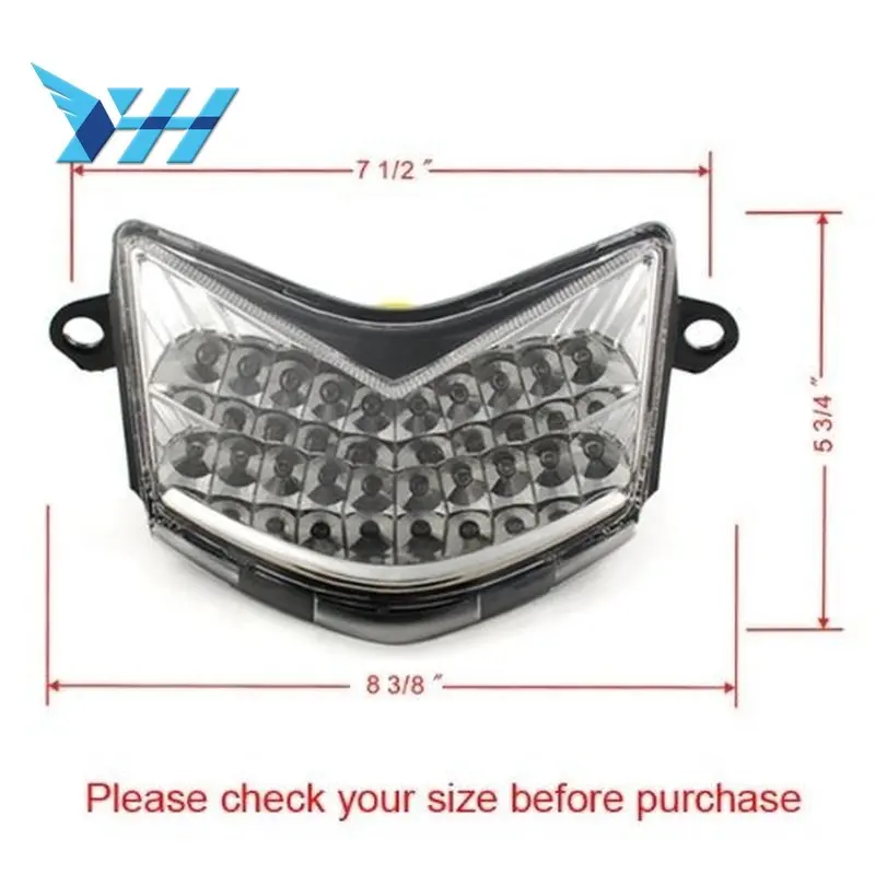

Integrated LED Turn Signals Brake Tail Light For Kawasaki Ninja ZX-10R 2006-2007 ZX-6R 636 2005-2006 Z750S 2005-2006