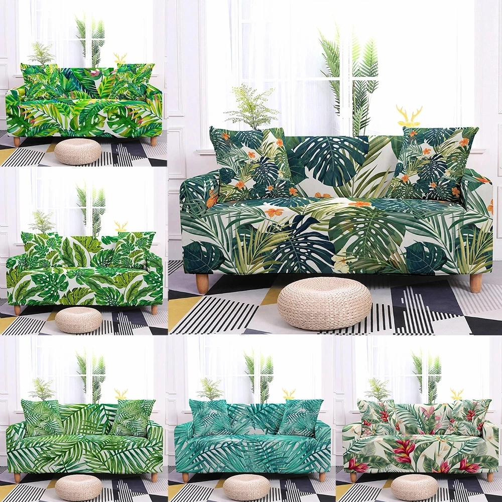 

1Pcs Tropical Leaves Elastic Sofa Cover Stretch Couch Cover Sofa Covers for Living Room Sectional Sofa Protector 1/2/3/4 Seater