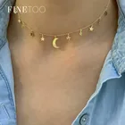 Ожерелье-чокер женское, золотого цвета, с подвеской в виде звезды и Луны