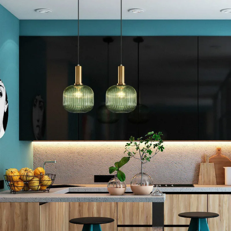 Lámpara de araña de cristal para restaurante, luz LED creativa de estilo Retro nórdico europeo para dormitorio y cocina