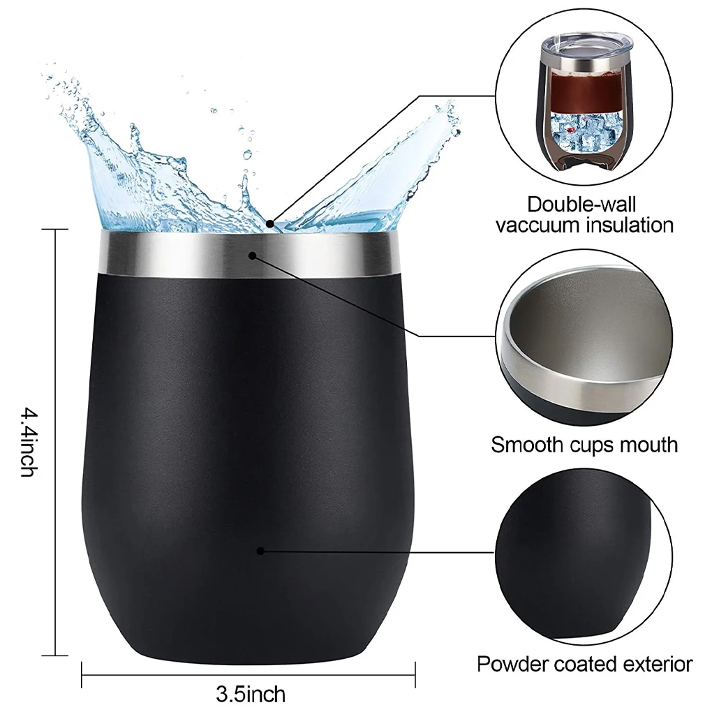 Двухстенная вакуумная Изолированная чашка для вина 304 нержавеющая сталь 12 унций