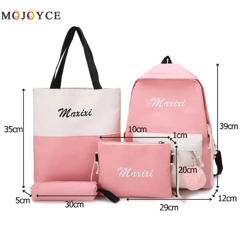 

4pcs Women Travel School Backpacks Teenager Girls Letter Satchel Casual Shoulder Backpack Mochila Feminina