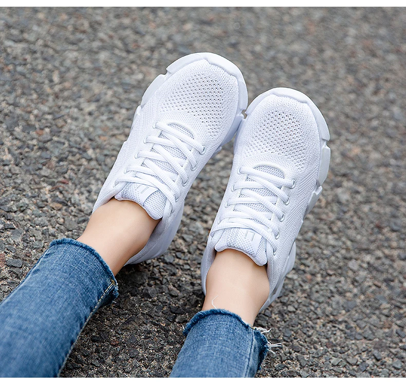 

Shoes Female 2021 New Mesh Breathable Casual Sneakers Mesh Lace Up Flats Students Vulcanize Shoes Women Zapatos Mujer
