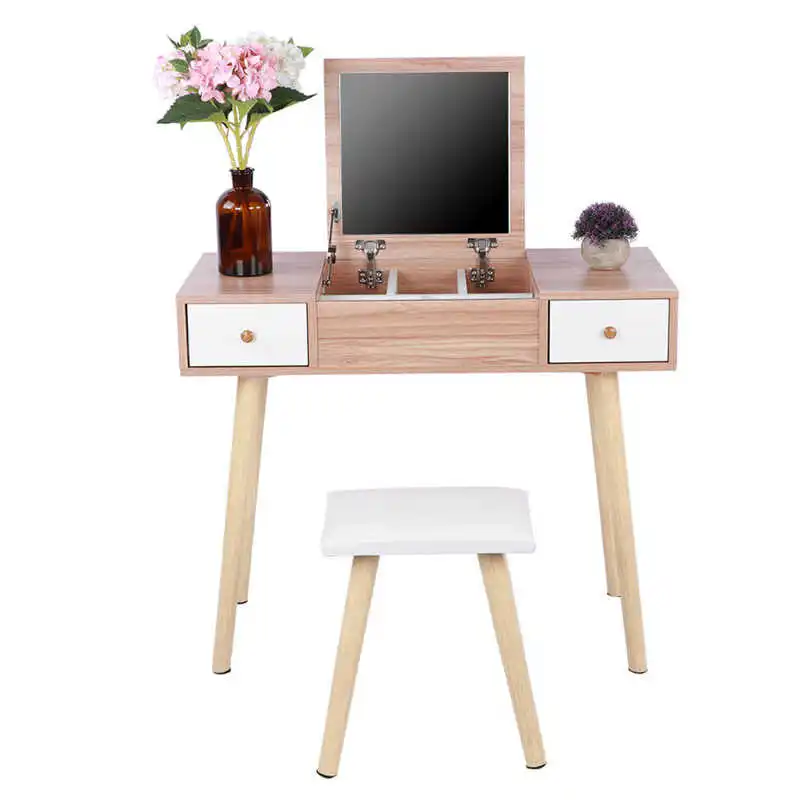 Dressing Table Stool Set Makeup With Drawers and Mirror Bedroom Home Furniture | Мебель