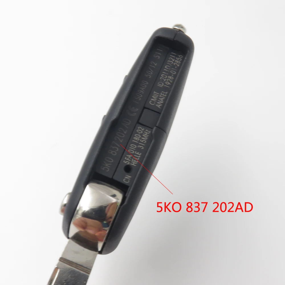 5K0837202AD 3 кнопки флип Fob дистанционный складной ключ оболочка для VW Tiguan Golf Sagitar Polo MK6