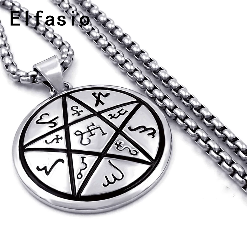 Мужская Pewter подвеска Alchemical Theban Heremetic Wiccan Pentacle Star языческий амулет цепочка из