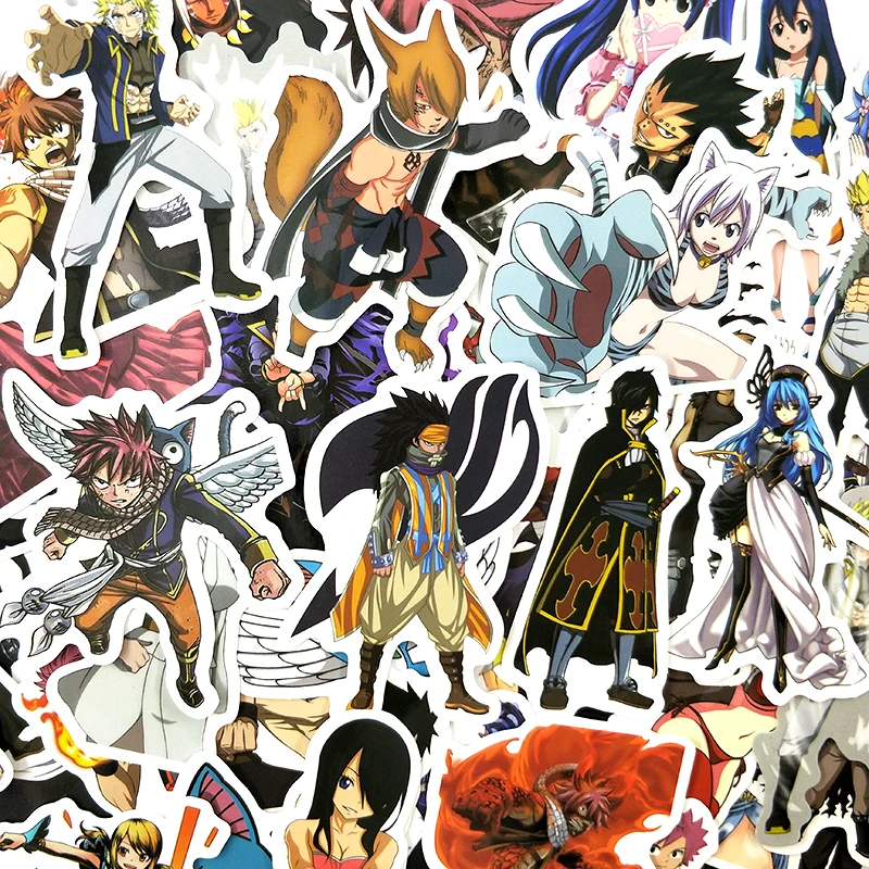 10/52Pcs/pack Fairy Tail Stickers Japanese Comics For Laptop Luggage Motorcycle Skateboard luggage Guitar Cute Style | Игрушки и хобби