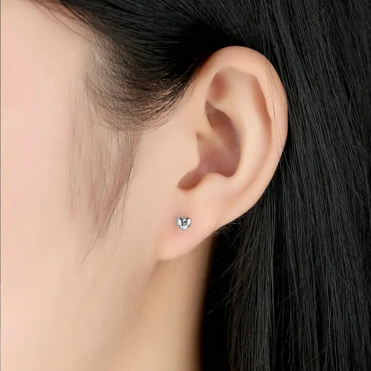 

100% 925 Sterling Silver Heart Stud Earrings For Women 2020 Cute Korean Earring Grils Wedding Gift Female Pendientes Mujer Moda