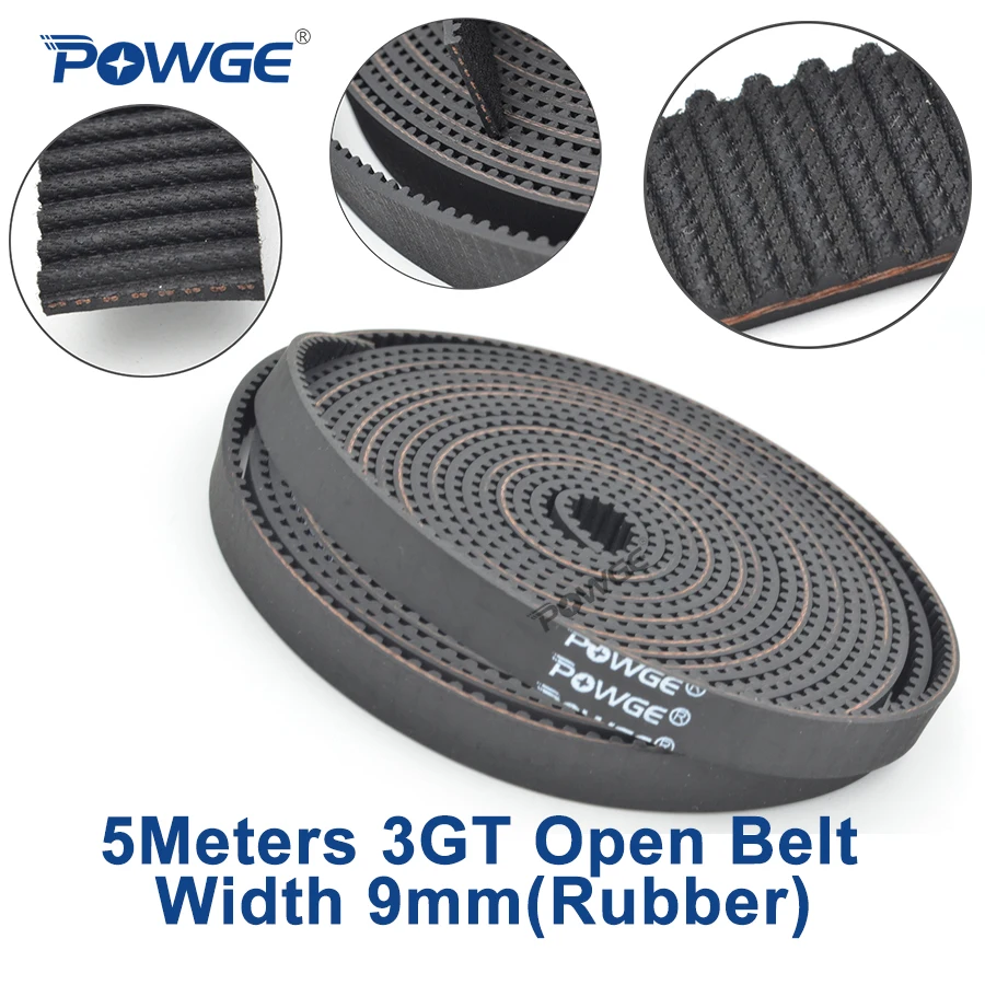 POWGE 5 метров GT 3MGT 3GT открытые ремень синхронизации 3GT 9 Ширина 9 мм 3GT-9 резиновые 3KC GT3 шкив небольшой Обратный Ход 3D принтер