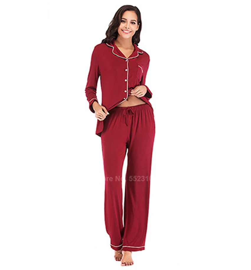 

Cotton Soft Sleepwear Sets For Ladies Notch Collar Palm Leaf Solid Color Short Long Sleeve Single Breasted Lounge Women Pajamas