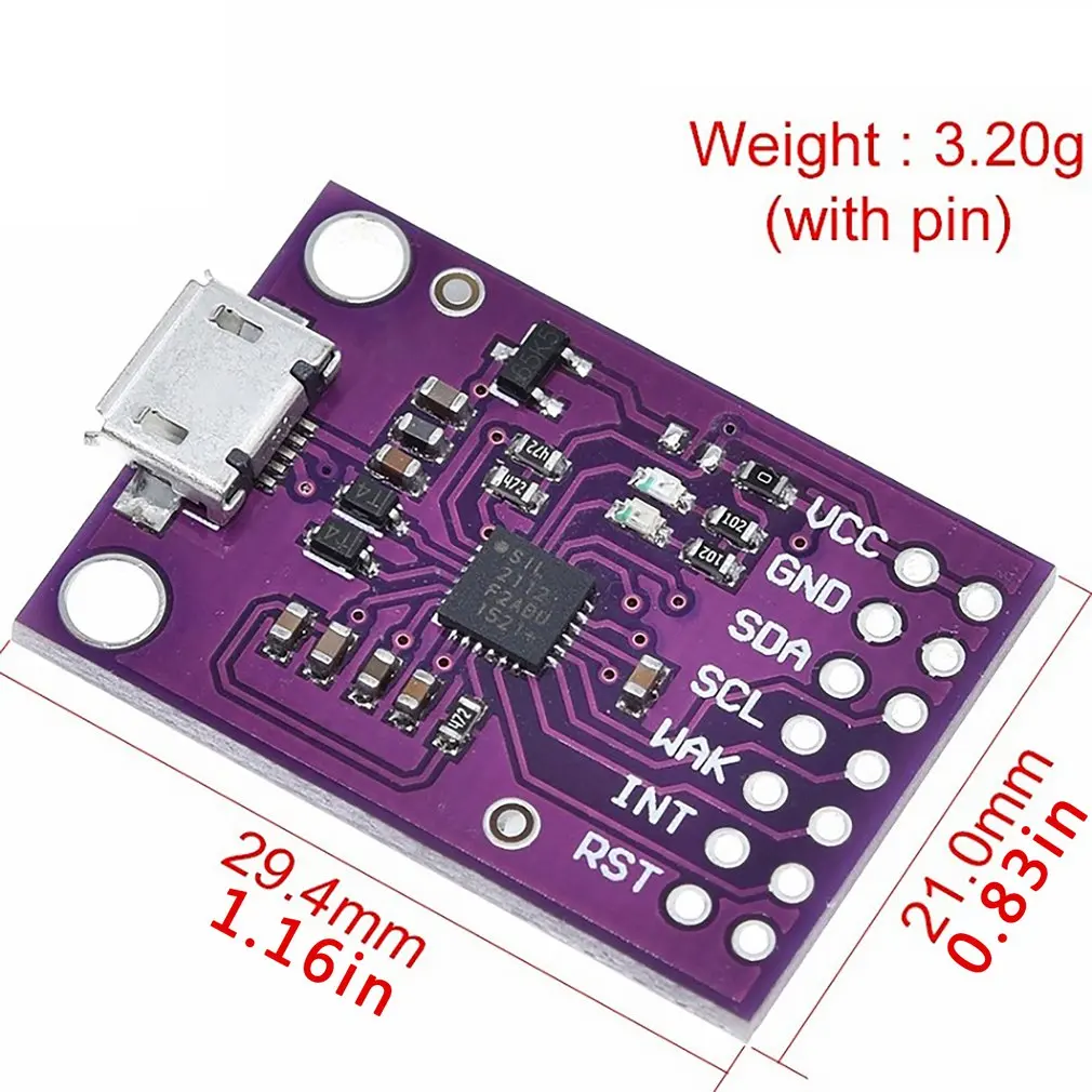 

CJMCU-2112 CP2112 Evaluation kit for the CCS811 Debug board USB to I2C Communication Module Purple Color