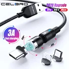 Магнитный Usb C кабель для быстрой зарядки 3A Type C, кабель для быстрой зарядки для Xiaomi Redmi Note 8 Mi 10 9 Huawei Micro Usb 90 градусов