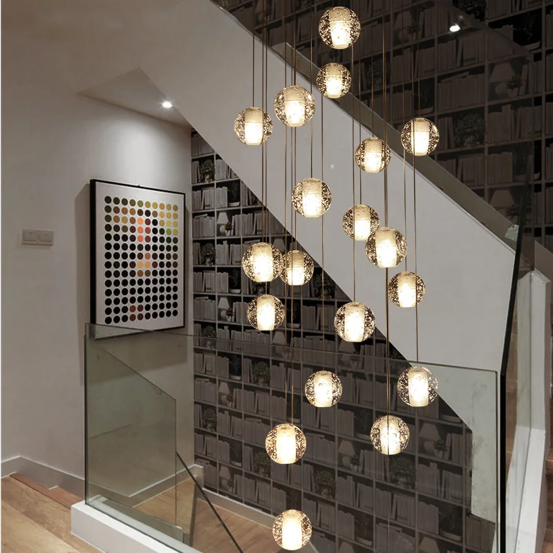 

New Modern Chandeliers Lighting Crystal Stair Chandelier For Living Room Loft Kitchen Led Cristal Ball Lights Lustre