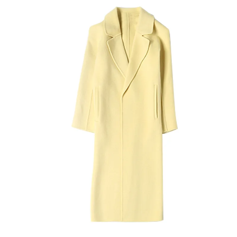 

HighQuality Autumn Cashmere Coat Alpaca Warm Winter Coat Women Long Wool Coat Office Lady Slim Female Overcoat Oversize Plussize