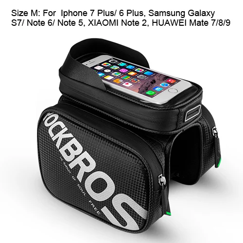 6.8 Size Bike Bag ROCKBROS велосипедная сумка, светоотражающая велосипедная Передняя сумка, водонепроницаемая велосипедная трубчатая сумка, большая емкость, MTB Каркасные сумки для iPhone для Xiaomi - Цвет: 6.8 Size Bike Bag