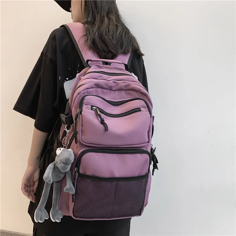 Tiptoegirls Mesh Pockets Nylon Travel Backpack Fashion Lady Laptop Bag College Schoolbag Frog Pendant Leisure | Багаж и сумки