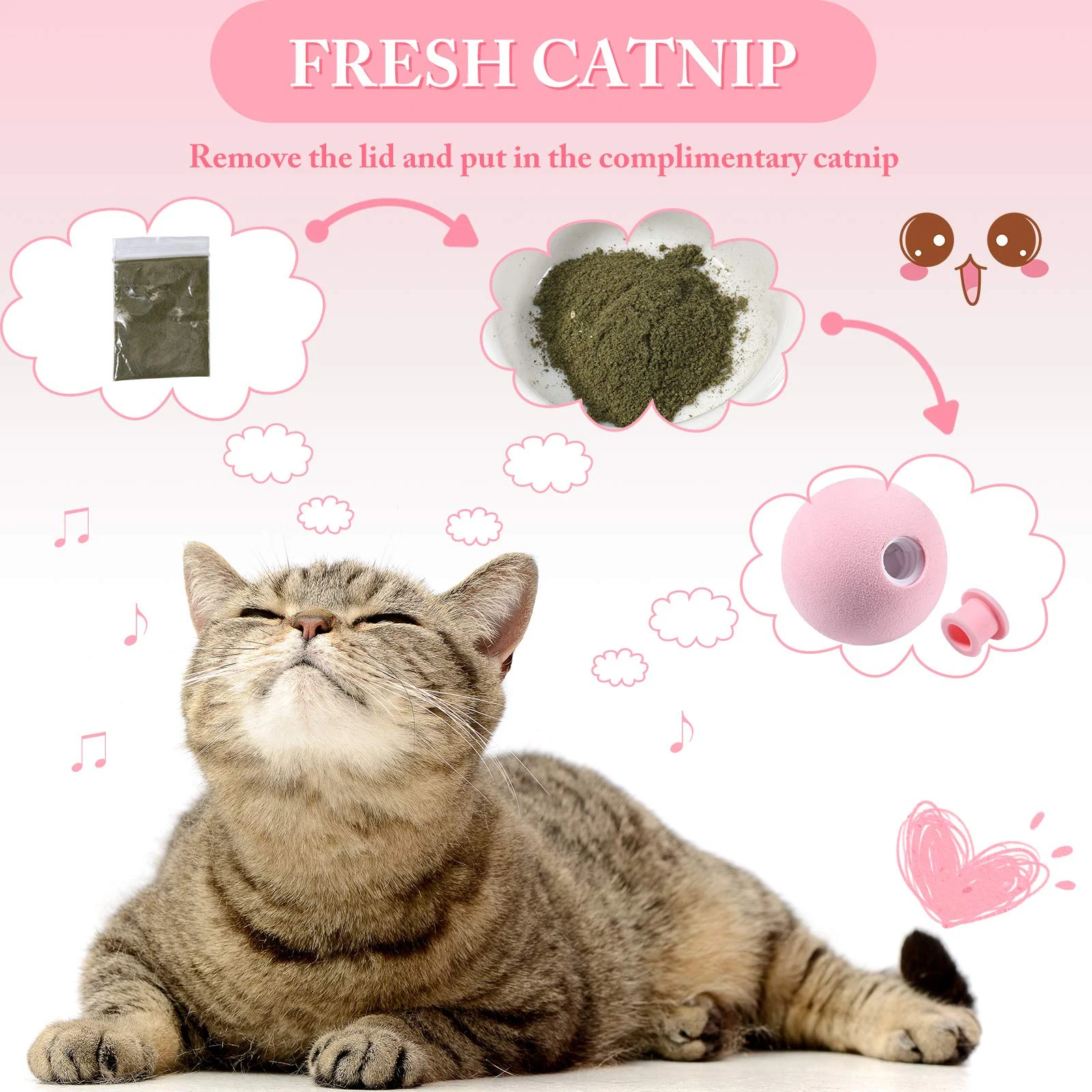 

3 Pcs Simulation Sound Cat Ball Toys for Cats Pet Interactive Catnip Funny Toy Selfplaying Kitten Toy Training Supplies for Cat