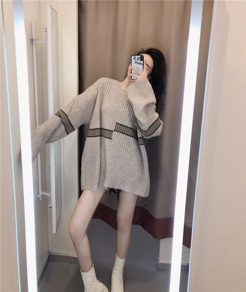 

Blue sweater women's loose wear autumn and 2020 new Pullover lazy style