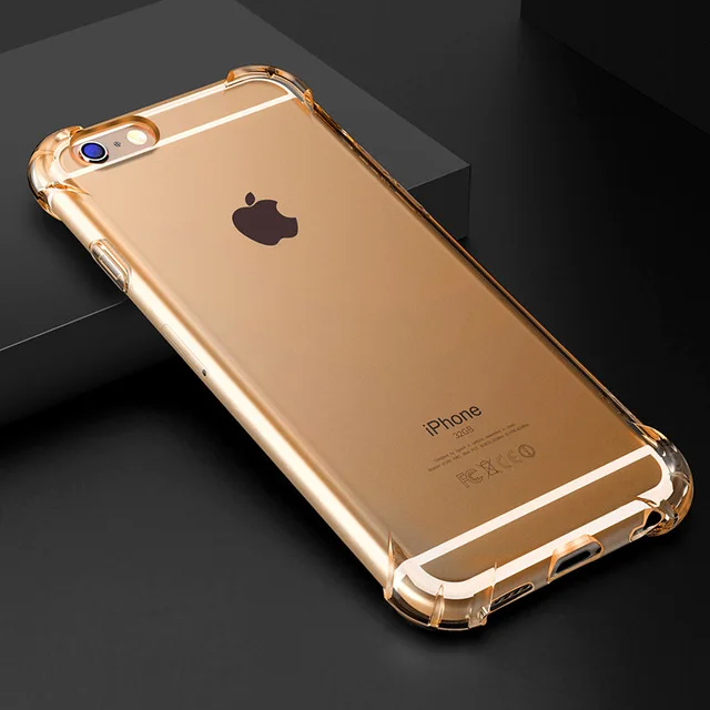Gold Мягкий чехол с подушкой безопасности на 360 градусов для iphone 11 Pro XS Max XR 7 8 Plus 6 6s X 10 7Plus противоударный прозрачный силиконовый штамп чехол - Цвет: Gold