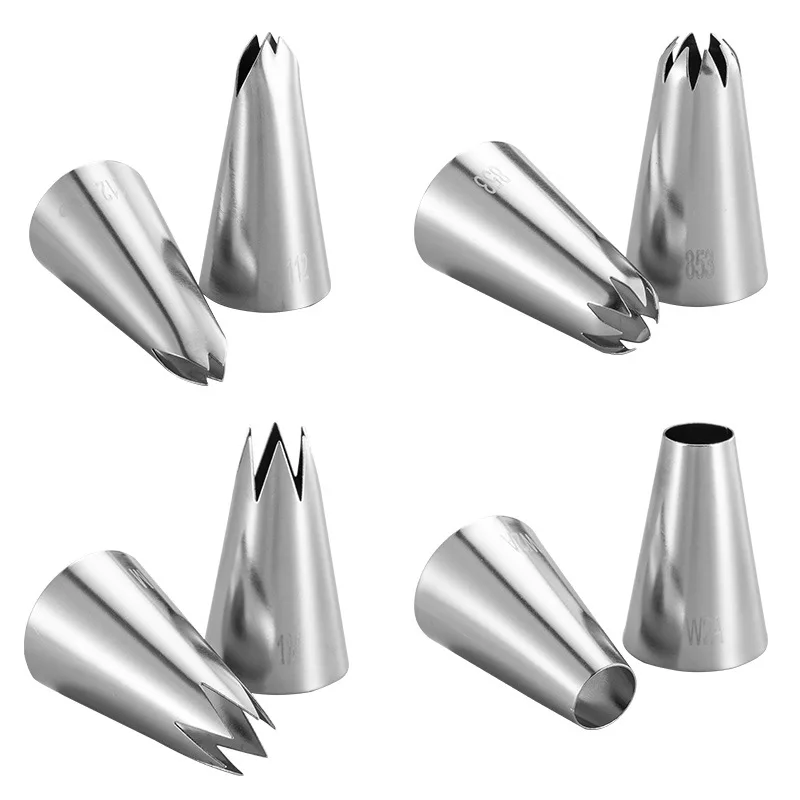 

8pcs/set Icing Piping Nozzles Tips Cream Baking Stainless Steel Reusable DIY Cupcakes Cookies Pastry Cake Decorating Tools