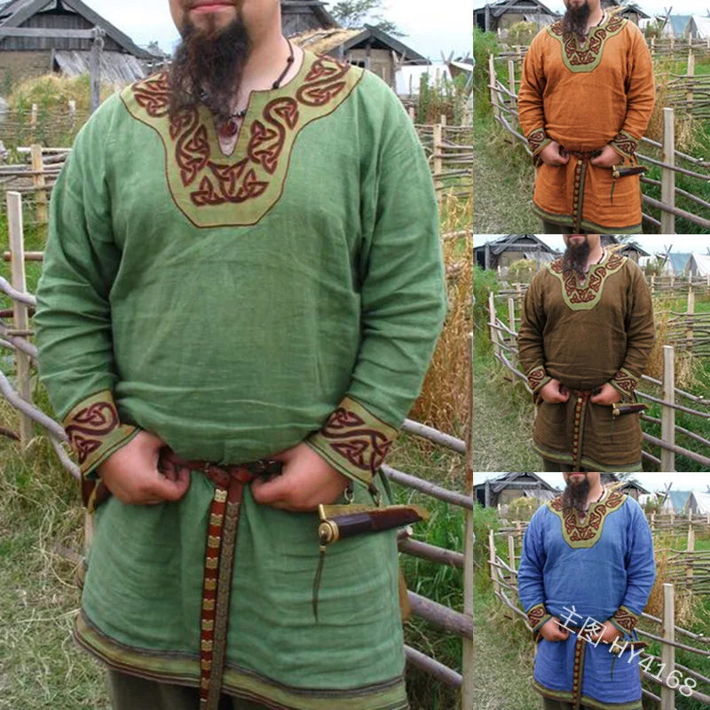 Этническая туника для косплея мужская рубашка халат викинги Селтикс Норман воин