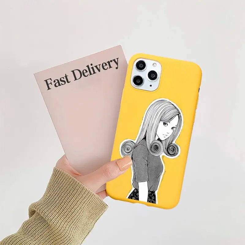 

Japanese horror comic Tomie Junji Itou Phone Case Candy Color Yellow for iPhone 11 12 pro XS MAX 8 7 6 6S Plus X 5S SE 2020 XR