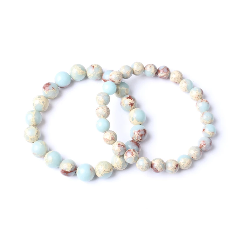 Браслет из натурального камня Lingxiang эластичный разноцветный 6/8 мм для мужчин и