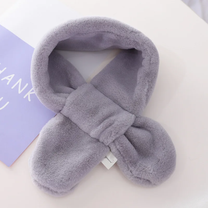 Детская одежда плотный теплый шарф сплошной цвет милый пушистый плюшевый шейный