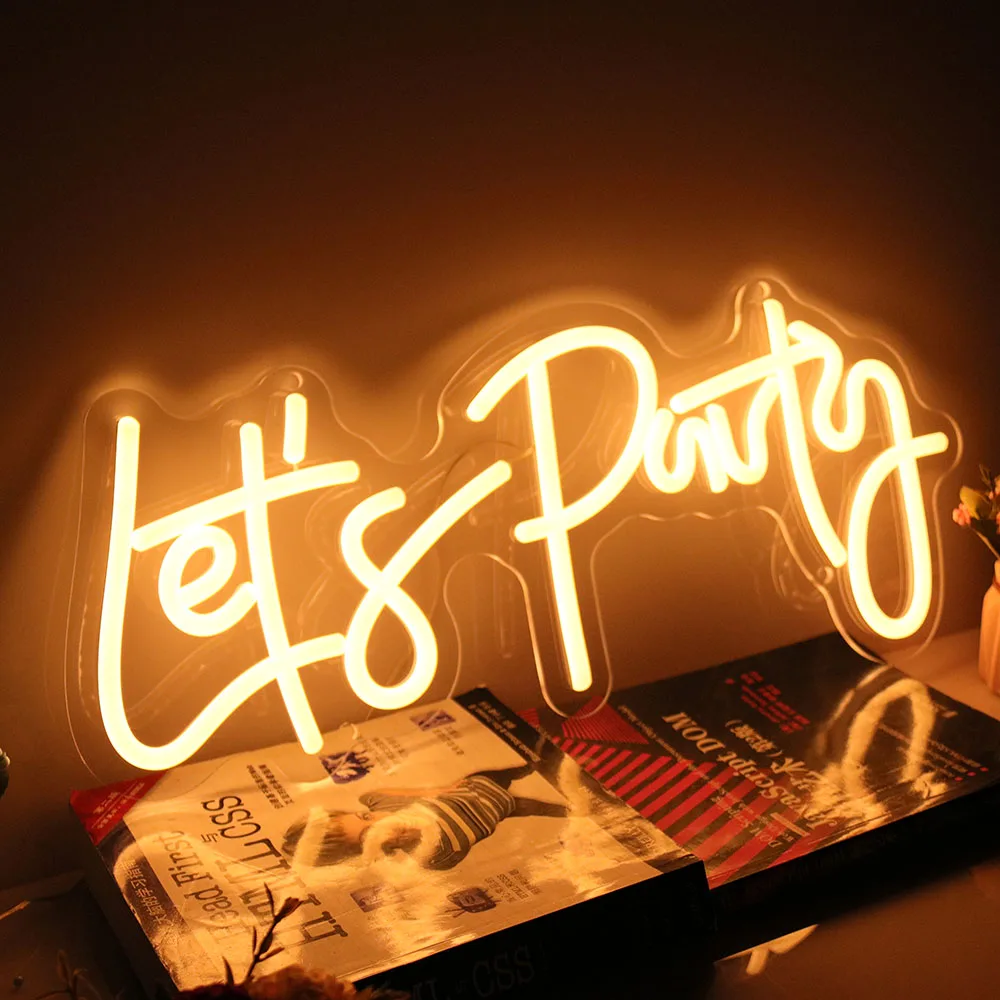 

Let's Party Led Neon Signs for Bar Pub Club Home Wall Décor Personalized Neon Light Party Active Atmosphere Custom Led Lights