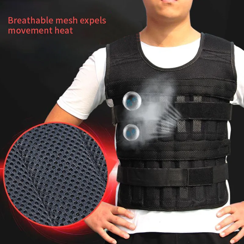 15KG Loading Weighted Vest Adjustable For Boxing Training Workout Fitness Equipment Waistcoat Sand Clothing Training Weight Vest