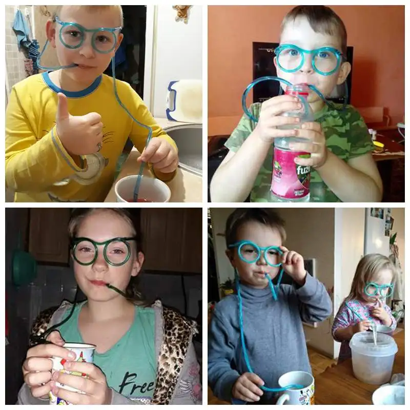 

1PCS Tube Gags & Practical Jokes Fun Soft Plastic Straw Funny Glasses Drinking Toys Party Joke Kids Baby Birthday Party Toys