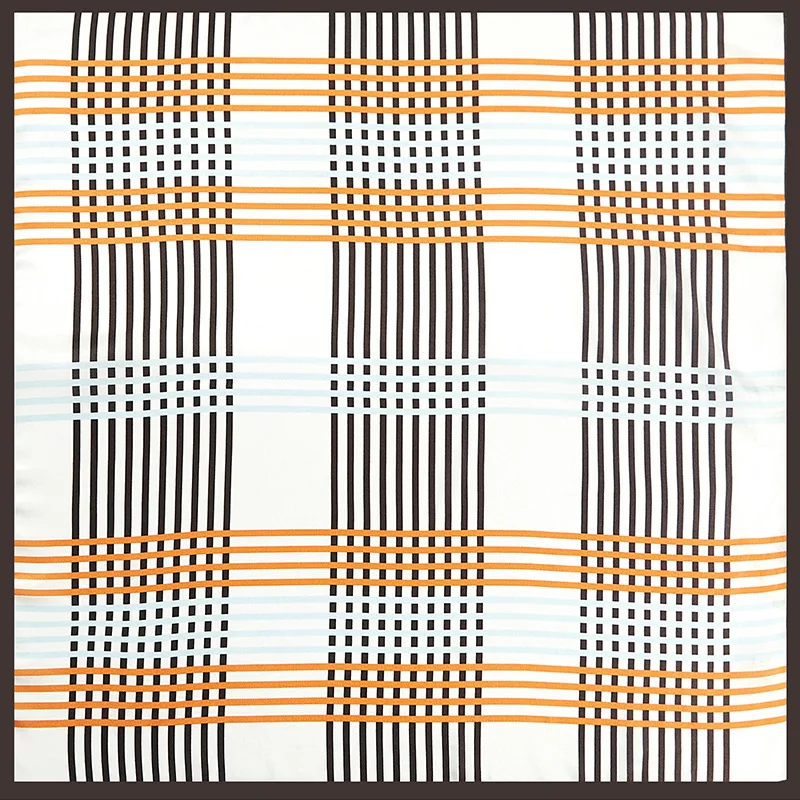 

Luxury Brand Small 53cm Square Scarf 100% Silk Scarf Three-color Stripe Stitching Women's Wrap Handkerchief Bandanas Accessories