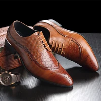 men brogue shoes lace up pointed toe business shoes top quality zapatos hombre vestir male dress shoes 2021